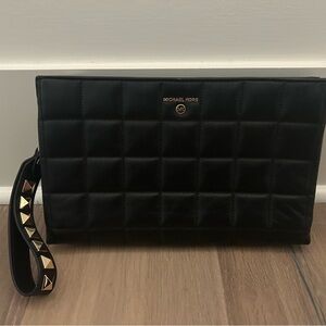 Michael Kors Black Quilted Leather Clutch
